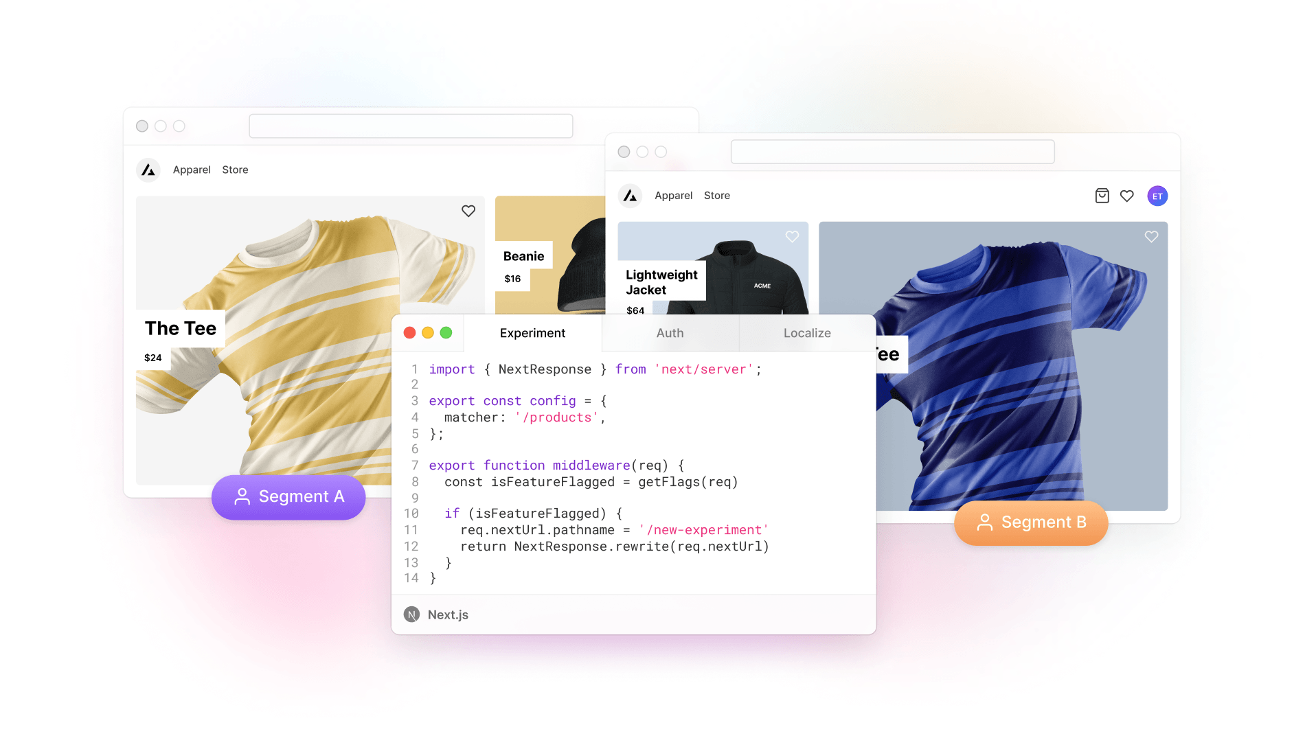 A/B testing and feature flags, directly in your code with Edge Middleware
