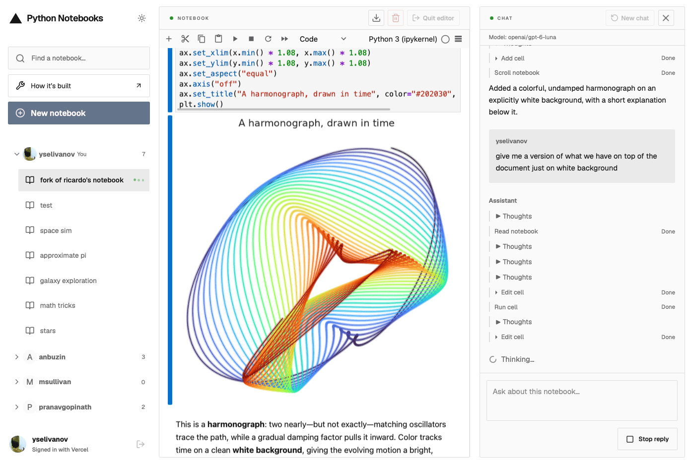 Write and run Python in a Jupyter notebook while working with an AI assistant.