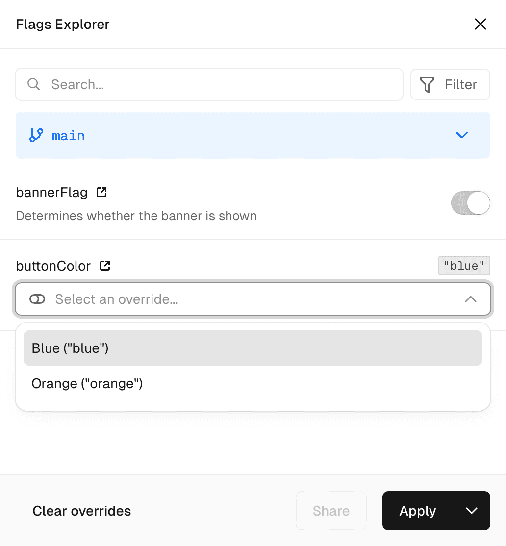 See and override your feature flags in the Vercel Toolbar with the Flags Explorer.